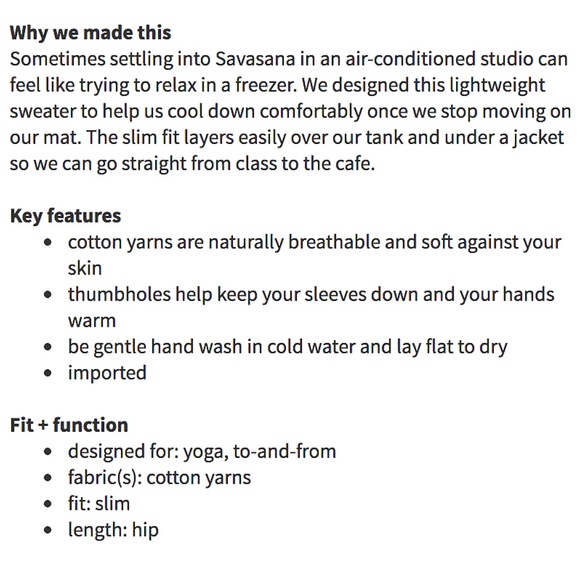 LULULEMON ATHLETICA THE SWEATER THE BETTER LIGHTWEIGHT LUXE KNITWEAR - Picture 2 of 13